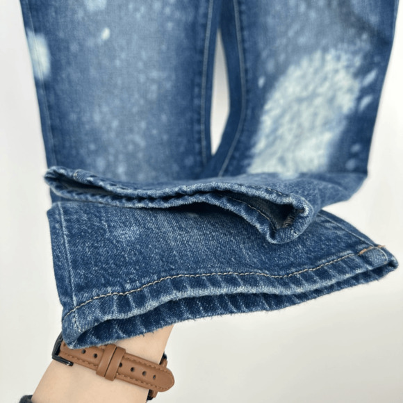 Ralph Lauren Women's 8 Bleach Splattered Ankle Straight  Jeans Blue Preppy Artsy - Picture 10 of 13